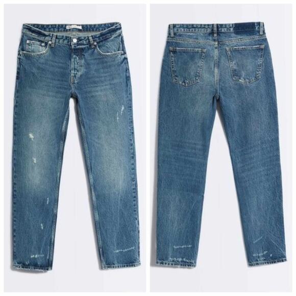 Zara Men's Straight Leg Distressed Button Fly Denim Jeans 30 x 30 - Picture 1 of 12
